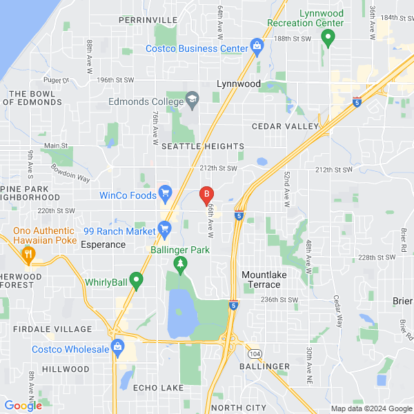 Back To Action Chiropractic location map: 6603 220th St SW #100, Mountlake Terrace, WA