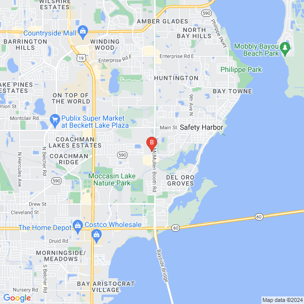 Clearwater Dentist location map: 1700 McMullen Booth Rd Ste A1, Clearwater, Florida
