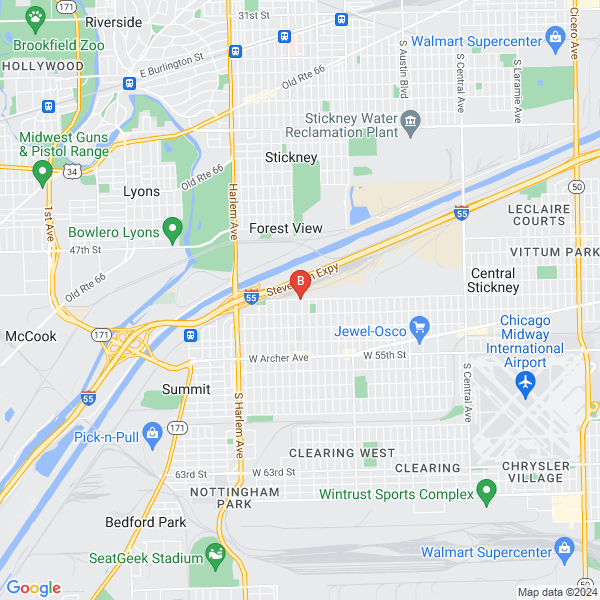 Direct Organized Ground Service location map: 5100 S. Rutherford Ave, Chicago, IL