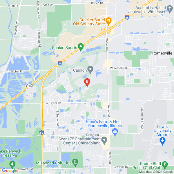 AmeriWeb Hosting location map: 13930 S BRISTLECONE LN D, PLAINFIELD, IL