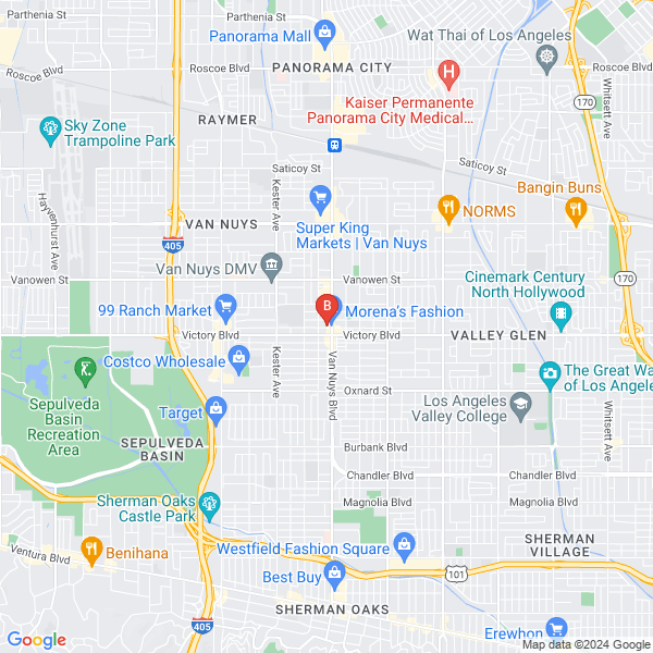Saboorian & Associates, Tus Abogados de Accidentes location map: First Floor, 14523 Gilmore St, Van Nuys, California