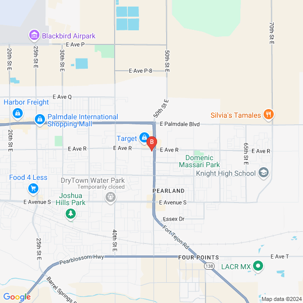 Gezziny's Famous Pizza location map: 37951 47th St E, Palmdale, CA